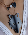 PENDENTIF WOLF DIAMANTS NOIRS
