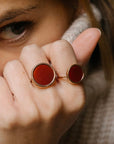 BAGUE DISC AGATE ROUGE