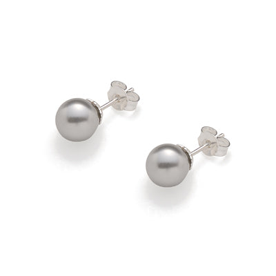 Boucles d'oreilles Perles Gris Clair