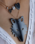 PENDENTIF WOLF DIAMANTS NOIRS