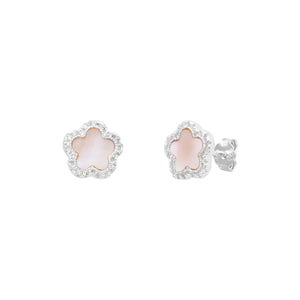 Boucles d'Oreilles Fleur Nacre Rose