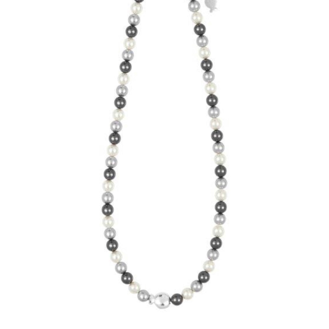 Collier Poisson et Perles 6mm Multi Gris