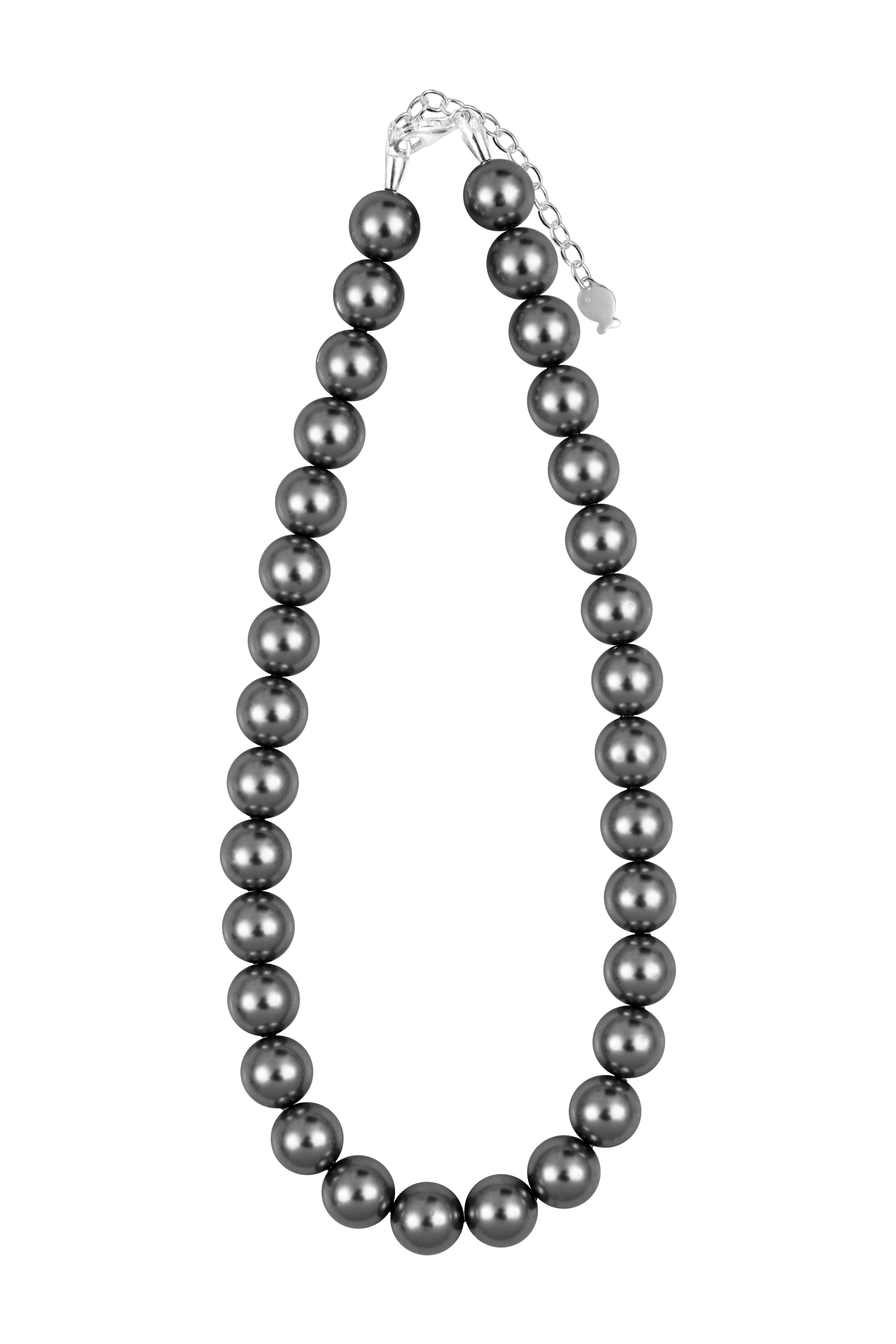 Collier Perles Gris Foncé