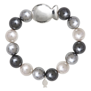 Bracelet Poisson et Perles Multi Gris